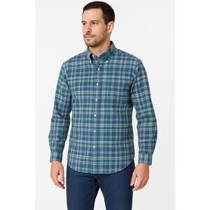 Brooks Brothers‎ Shirt Mens L Blue Buttondown Plaid Longsleeve Collared Classic